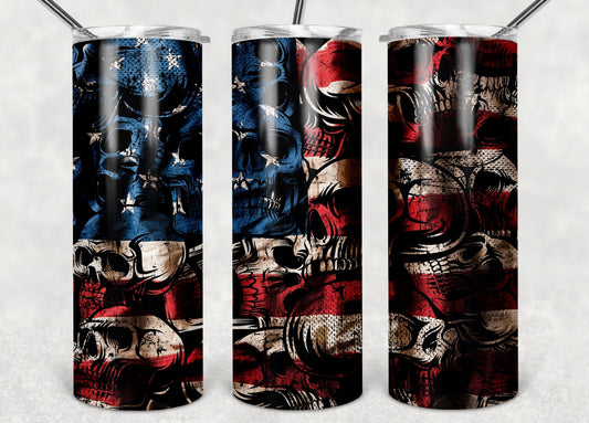 American flag with Skulls Tumbler